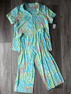 Chaps- Turquoise Coastal Paisley Capri Pajama Set